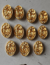 BOTTONI GIOIELLO OVALI  IN METALLO DORATO E STRASS -  VINTAGE DA COLLEZIONE