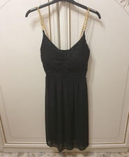 Abito da sera cerimonia donna Made in Italy stile impero nero in viscosa