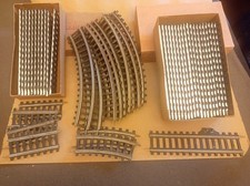 Fleischmann Spur 0, vintage anni 50, 47 binari in cartone 600/601, mai usati