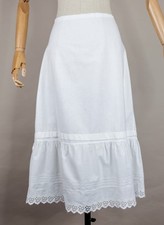 Gonna - cotone e pizzo sangallo - vintage - colore bianco - bottoni e balza