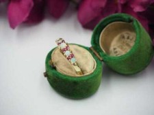 2.10Ct Fuoco Finto Opale & Rosso Rubino Anello Fede 14k Placcato Oro Giallo