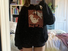 Felpa con cappuccio Harry Styles Merch nera e arancione Love On Tour Bunny taglia large