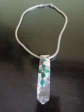 Collana in bagno d'argento con pendente a punta in cristallo di quarzo-vintage