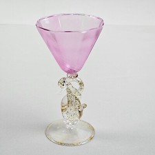 CALICE TIPETTO VENEZIANO IN VETRO SOFFIATO DI MURANO ottagonale Colore Rosa Raro