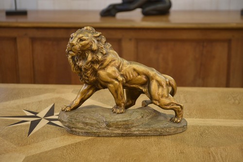 Sculpture lion terre cuite - lion,