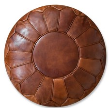 Pouf Premium XL in pelle marrone miele - consegnato imbottito, pouf, poggiapiedi