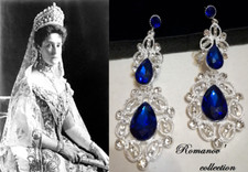 ORECCHINI ROYAL-RUSSO 20s ROMANOV ZAFFIRI, BRILLANTI,ARGENTO-ORO BIANCO:STUPENDI