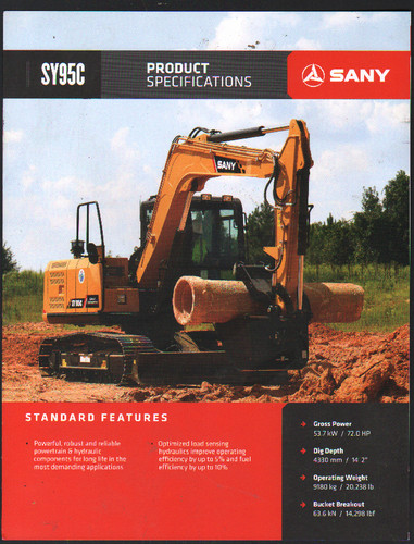 Scheda brochure escavatore