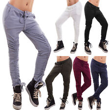 Pantaloni donna sportivi cavallo basso harem lacci affusolati nuovi CJ-4001
