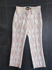 Pantaloni Elisabetta Franchi a trombetta 42 con stampa etnica burro/carne...