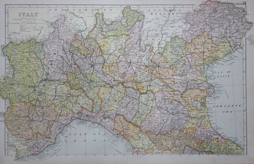 1907 mappa nord italia vicenza - italia,