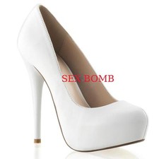 sexy DECOLTE' BIANCA SPOSA tacco 13,5 PELLE plateau nascosto n. 38 GLAMOUR !