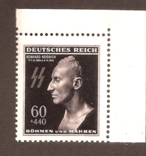 Germania nazista terzo 3° Reich Reinhard Heydrich maschera della morte francobollo SS WW2 MNH