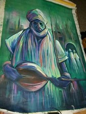 quadro africano dipinto olio su tela firmato Edison grandi dimensioni