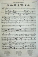 Vecchia stampa antica originale 1858 spartiti Inghilterra su tutto Frank Mori Mackay