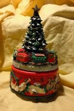 USATO Carillon Natalizio. 17 cm. Albero di Natale e Trenino. Musica:Jingle Bells