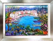ANTONIO IALENTI "PORTOFINO" 70x50 olio su tela archiviato. No Nunziante Cascella