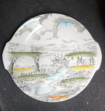 Piatto decorativo vintage W H Grindley "Tally Ho" con appendiabiti da parete