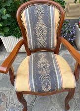 4 poltroncine/sedie con braccioli imbottite-da lavare e incerare usate come foto