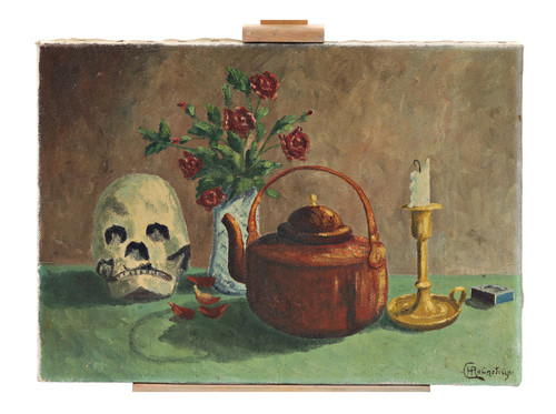 Olio tela still life - su,