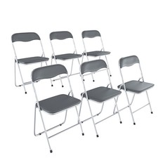 Set da 6 sedia pieghevole slim opaca in metallo sedie salvaspazio ufficio grigio