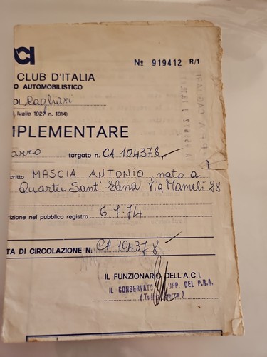 Foglio complementare - a.c.i.,