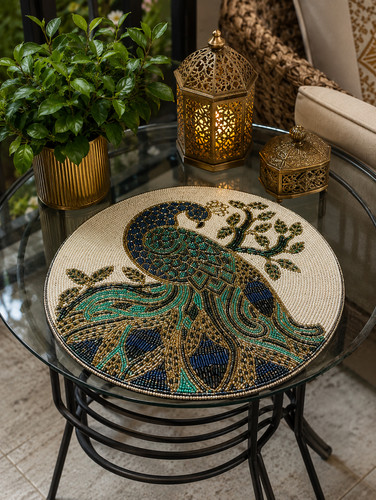Tovaglietta rotonda pavone