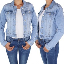 Damen Jeansjacke Damenjacke Denim Stretch Jeans Jacke Übergangsjacke Jacket Blau