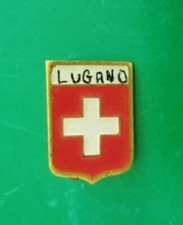 spilla   bandiera Svizzera Lugano con smalti rosso e bianco