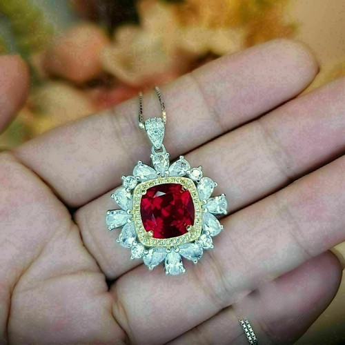 Ciondolo bicolore rubino rosso