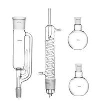 Estrattore Soxhlet 250 ml 24/29 con condensatore Graham e due fiaschette piatte bicchieri da laboratorio