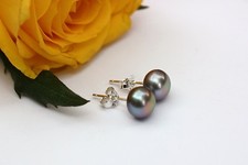 7 MM GRIGIO VERO coltivate acqua dolce accessori con perle orecchini a farfalla