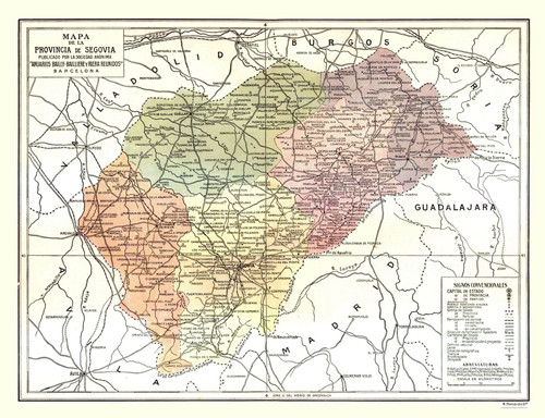 Mappa storica segovia spagna - mappa,