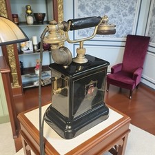 Antico E Raro Telefono Danese Jydsk Primo ‘900 Manovella Candlestick Déco Smalto