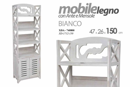 Mobile scaffale legno bianco - mobile,