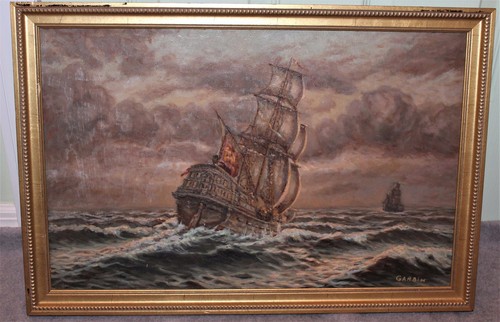 Quadro olio galeone - quadro,