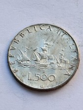 MONETA 500 LIRE ITALIA REPUBBLICA 1960 ARG. g.11 OLD SILVER COIN