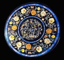 Tavolino da caffè rotondo in marmo centro di lavoro intarsiato in pietra semipreziosa