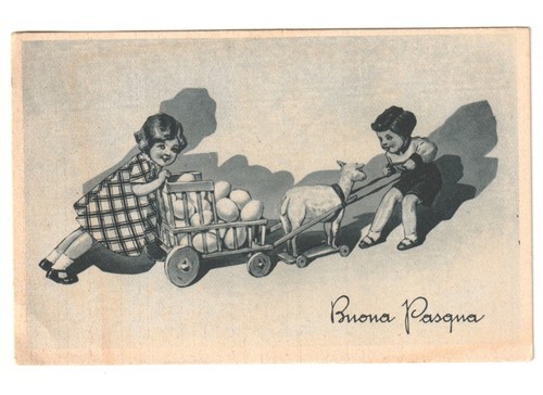 1938 bambini carretto - , agnello