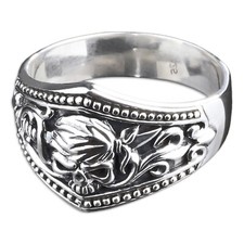 925 Argento Anello Teschio Pirata Biker Gotico Rock Anello Donna SR29