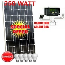 KIT FOTOVOLTAICO 2 KW PANNELLO 250W CAMPER NAUTICA ACCUMULO CON REGOLATORE 30A