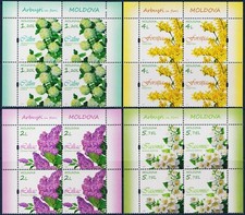 Moldavia 2019 Fiori Primaverili Guelder Rosa Lilla Forsizia Gelsomino Natura Bl 4 MNH