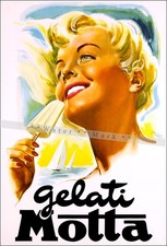 Poster Vintage Stampa Gelati Motta Italiana Anni 60 Al Mare Stile Retrò Wall Art