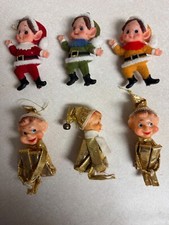 Vintage 3 Pixie Elfo Danzante, 3 Elfi Abbraccia Ginocchiere Decorazione Natalizia Made in Japan