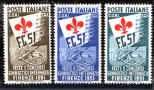 Repubblica Italiana 1951 Giochi Ginnici di Firenze n. 661/663 Centrati Nuovi MNH