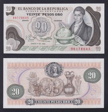 Banconota Colombia 20 pesos oro 1982 P.-409d FDS/UNC