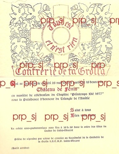 Confrerie grolla invito 1977 - confrerie,