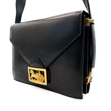 Borsa a tracolla CELINE carrozza cavalli pelle nera oro borsa a mano vintage autentica