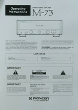 Pioneer M-73 - Istruzioni per