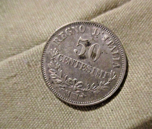 Regno italia 50 centesimi - d'italia,